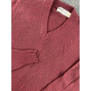 Vintage George LTD Lambswool V Neck Sweater Mens M Burgundy Knit